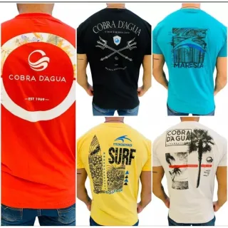 Camiseta Masculina COBRA D'água/ MARESIAS Kit 02 - Algodão 100% (Estampas Variadas)