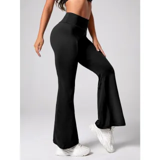 Flare Feminina Calça Flanelada Cintura Alta Bailarina Boca de Sino - LEGGING PRETA FLANELADA