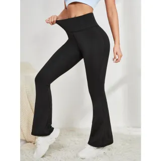 Flare Feminina Calça Flanelada Cintura Alta Bailarina Boca de Sino - LEGGING PRETA FLANELADA