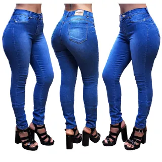 Calças Feminina Empina Bumbum Cintura Alta em Jeans com Lycra - Calça02