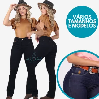 Cowtry Calça Jeans Feminina Cós Alto Rodeio com Lycra