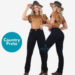 Cowtry Calça Jeans Feminina Cós Alto Rodeio com Lycra - JEANS COUNTRY ESCURO