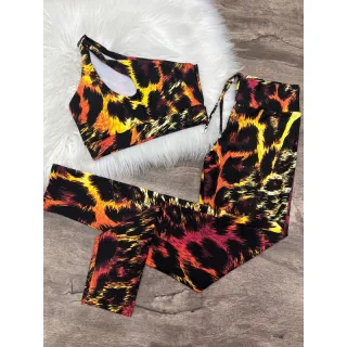 Calça Legging e Top de Um Ombro - Conjunto Fitness - Zebra