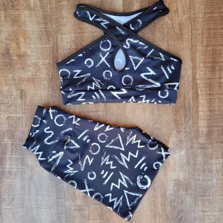 Conjunto Fitness Estampado Feminino - Short e Top para Academia - Estampa 08