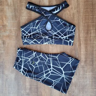 Conjunto Fitness Estampado Feminino - Short e Top para Academia - Estampa 08