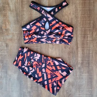 Conjunto Fitness Estampado Feminino - Short e Top para Academia - Estampa 08