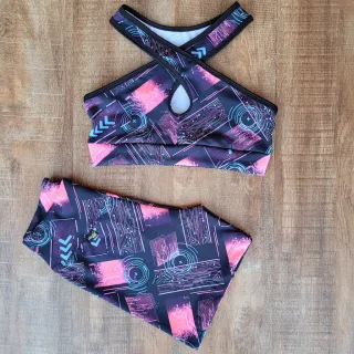 Conjunto Fitness Estampado Feminino - Short e Top para Academia - Estampa 08