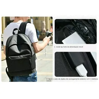 Mochila Preta Básica Masculina Feminina - Barata para faculdade e trabalho - CINZA N7