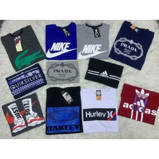 Malha de algodão penteado - Kit 3 camisetas estampadas variadas - CORES VARIADAS