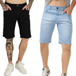 Lycra jeans masculina bermuda kit 2 - P + E