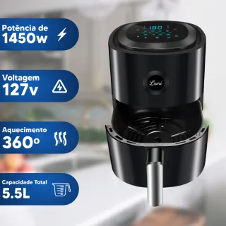 Fritadeira Digital Air Fryer 6.5L - Sem Óleo, Fácil e Rápido! - Touch Digital 8L 127v