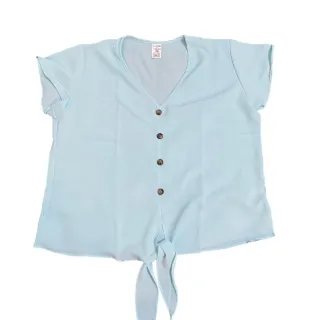 Blusa feminina com botão, manga curta - Verde Escuro