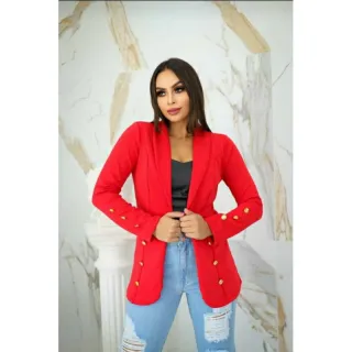 Botoes Lindo Blazer com - Azul Bic