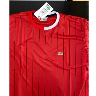 Promoção Camisa Lacoste Listrada Manga Curta Sport Live Feminino & Masculino - Vermelha