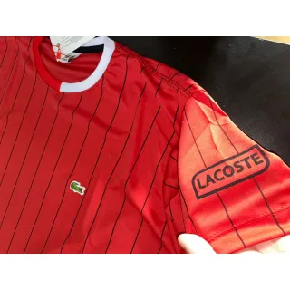 Promoção Camisa Lacoste Listrada Manga Curta Sport Live Feminino & Masculino - Vermelha