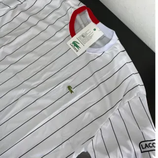 Promoção Camisa Lacoste Listrada Manga Curta Sport Live Feminino & Masculino - Vermelha