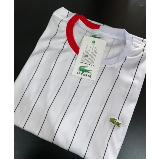 Promoção Camisa Lacoste Listrada Manga Curta Sport Live Feminino & Masculino - Vermelha
