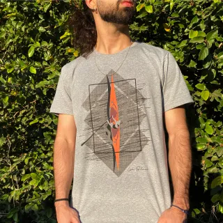 Malha Premium Estampada Camiseta Masculina Gola Redonda Canoa - Cinza Claro