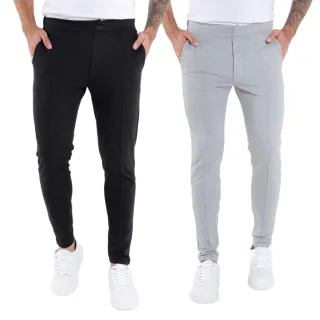 Calça Masculina Skinny Moletinho Alfaiataria - Kit com 2 - Bege e Caramelo