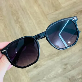 Clássico Óculos de Sol Retangular Masculino Feminino - Preto Lente Verde