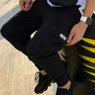 Promoção Super Hi Gh - Calça Jogger Masculina Cargo de Sarja com Punho - Bege