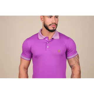 Casual Lilás Plus Size G2 Camiseta Polo Gola (Envio Imediato) - Lilás