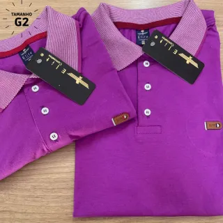 Casual Lilás Plus Size G2 Camiseta Polo Gola (Envio Imediato) - Lilás