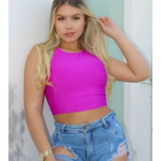 Suplex Blusa Regata Básica Sem Bojo - Estilo Cropped - Preto