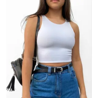 Suplex Blusa Regata Básica Sem Bojo - Estilo Cropped - Preto