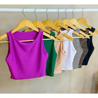 Suplex Blusa Regata Básica Sem Bojo - Estilo Cropped - Preto