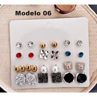 Brincos pequenos femininos bijuteria kit com 12 pares - cod 174 - 10