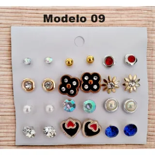 Brincos pequenos femininos bijuteria kit com 12 pares - cod 174 - 10