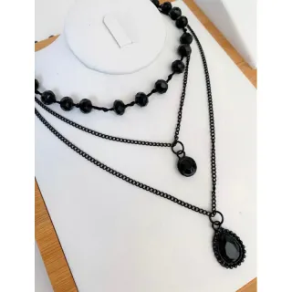 All Black Triplo Colar - Colar