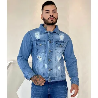 Pronta entrega: Jaqueta jeans masculina de alta qualidade - Jaqueta verde militar.