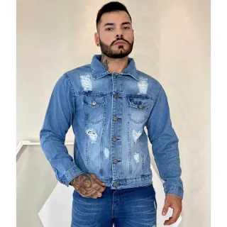 Pronta entrega: Jaqueta jeans masculina de alta qualidade - Jaqueta verde militar.