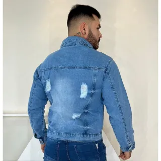 Pronta entrega: Jaqueta jeans masculina de alta qualidade - Jaqueta verde militar.