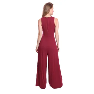 Moda Evangélica Exclusiva: Macacão Longo Pantalona Social Preto - Bordô