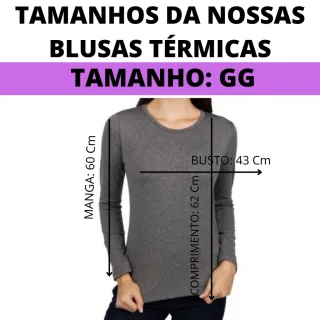 Blusa Térmica Peluciada Manga Longa Grossa Forrada Inverno - Cinza Mescla