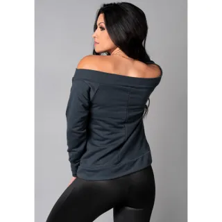 Cropped Manga Longa Ombro a Ombro - Blusa Mvb Modas - Azul