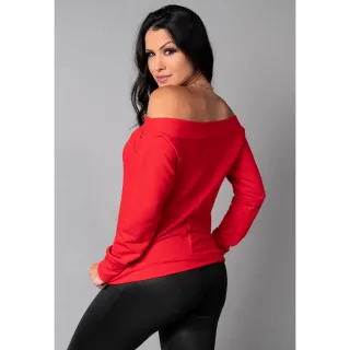 Cropped Manga Longa Ombro a Ombro - Blusa Mvb Modas - Azul