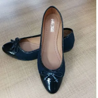 Sapato Feminino Sapatilha - Modelos de Sapatilhas Femininas - Camurça Nude Bico Nude Verniz