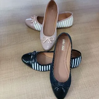 Sapato Feminino Sapatilha - Modelos de Sapatilhas Femininas - Camurça Nude Bico Nude Verniz