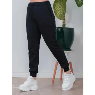 Punho Flanelada Calça Moletom Adulto Peluciada Grossa - Calça Moletom Fem Preto