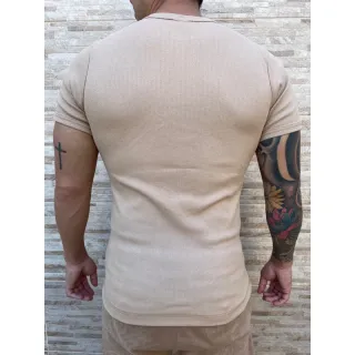 Camiseta Canelada Slim: Justa ao Corpo - Azul Marinho