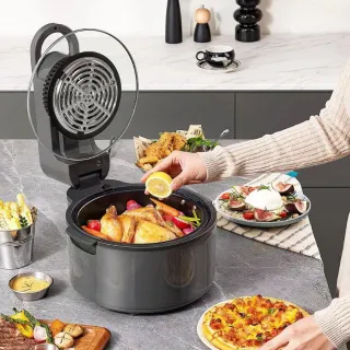 Fritadeira Elétrica Digital Air Fryer 10L, com Grelha e Cesto Removível, Sem Óleo, Bivolt