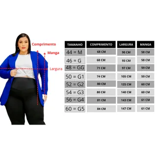 Blazer Plus Size Casual Social Festa Inverno - Raryel - Azul Marinho
