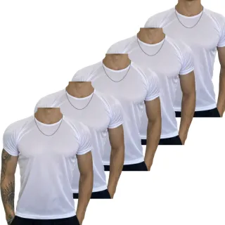 Kit Masculino de Camisetas Dry Fit - Treino - Casual - Academia - Branco-Bord-Pret-Chumbo-Prata