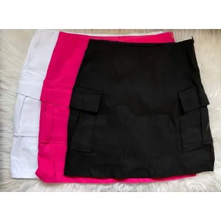 Saia Cintura Alta com Bolso Lateral - Curta - Pink