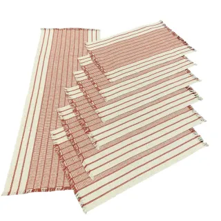 Jogo de Mesa Americano de Tear com 7 peças: Decoração Chic e Imperdível - Preto faixa