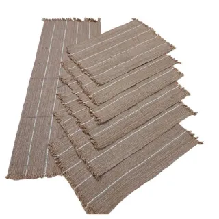 Jogo de Mesa Americano de Tear com 7 peças: Decoração Chic e Imperdível - Preto faixa